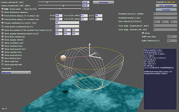 3D Pendulum Simulation Tutorial Figure 1 - Screenshot of the simulation